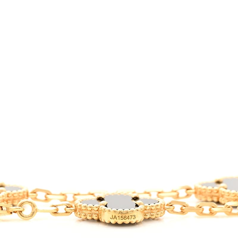18K жовте золото чорний онікс 10 Motifs Vintage Alhambra кольє