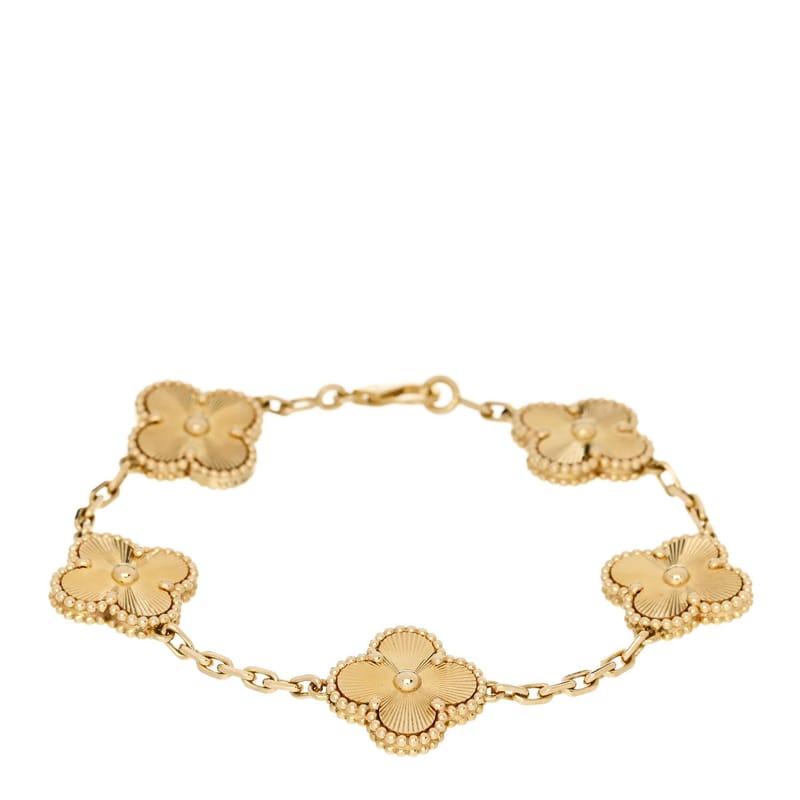 18K жовте золото 5 Motifs Guilloche Vintage Alhambra браслет