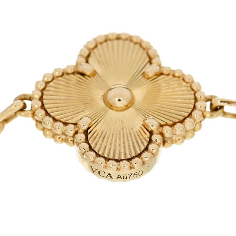 18K жовте золото 5 Motifs Guilloche Vintage Alhambra браслет
