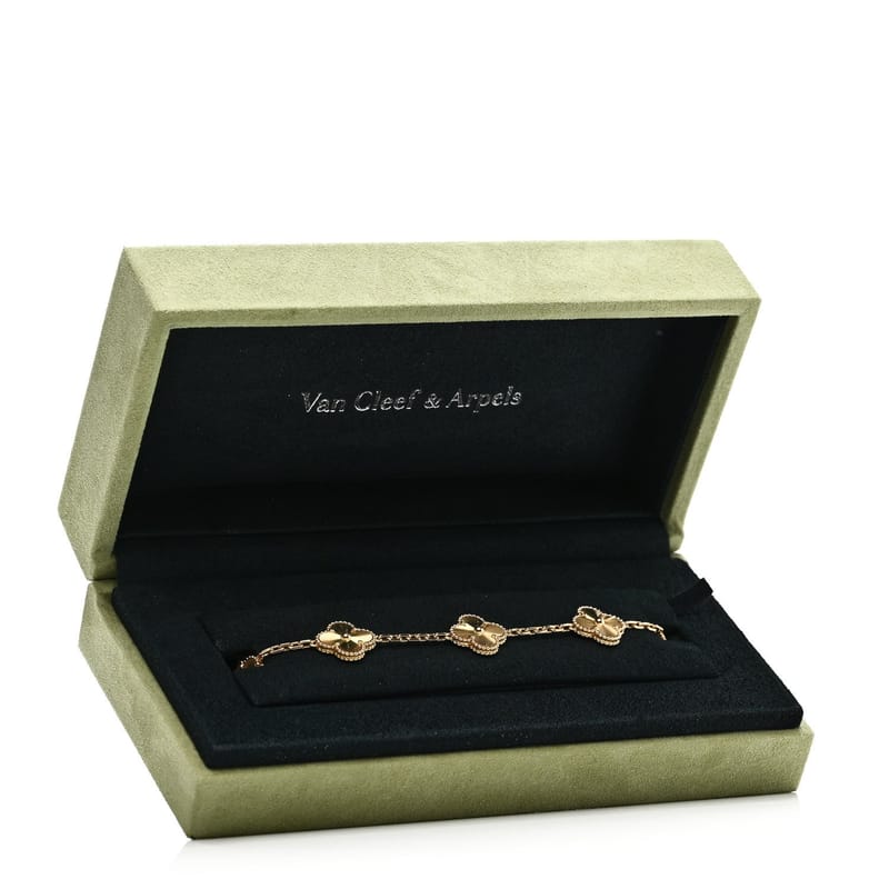 18K жовте золото 5 Motifs Guilloche Vintage Alhambra браслет
