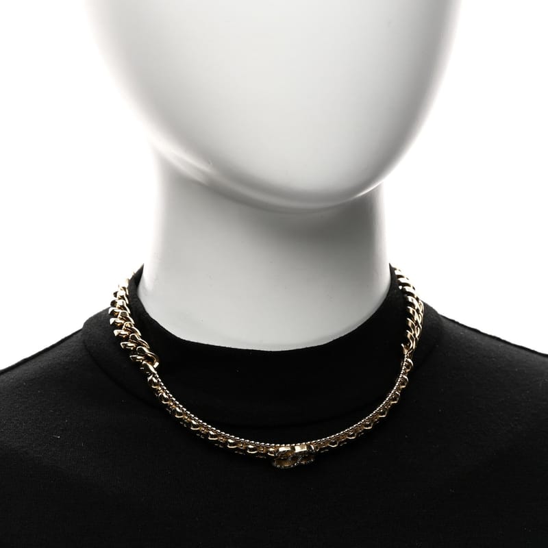 Metal Crystal Bead ланцюг Link CC чокер кольє золото
