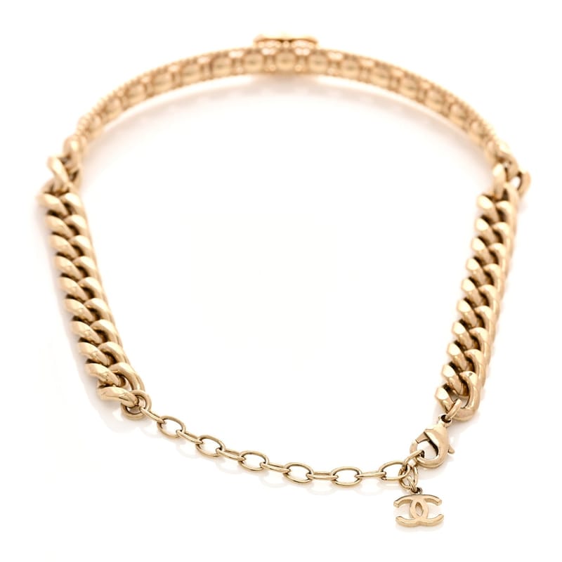 Metal Crystal Bead ланцюг Link CC чокер кольє золото