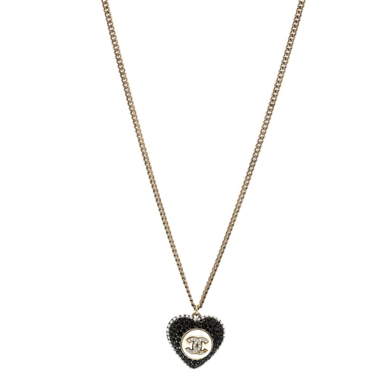 перлина Crystal CC Heart кольє золото Pearly білий чорний