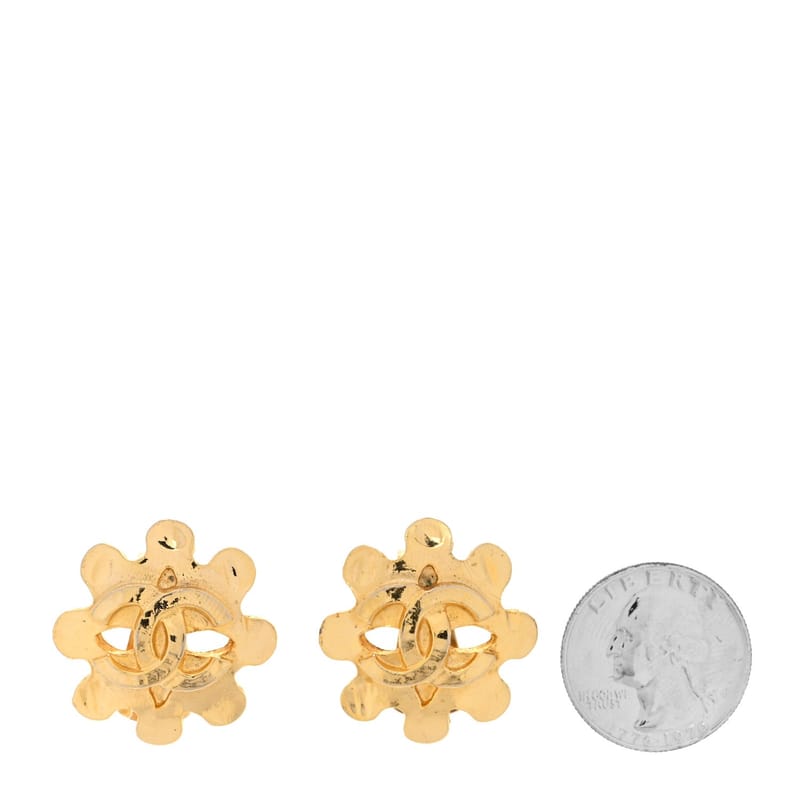 Metal Flower CC Clip On сережки золото