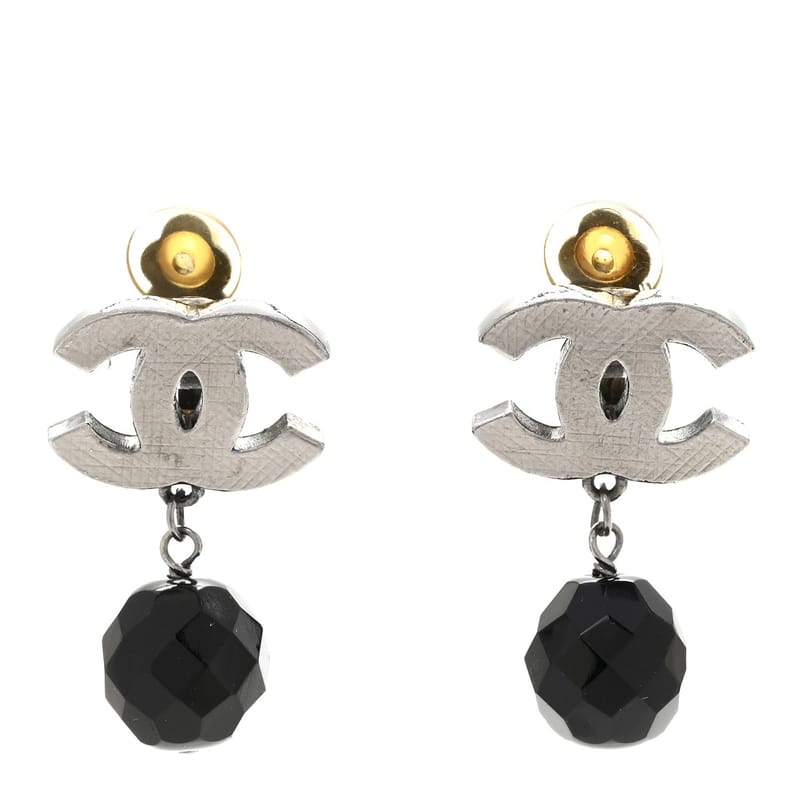 Ruthenium CC Bead Drop Clip On сережки чорний