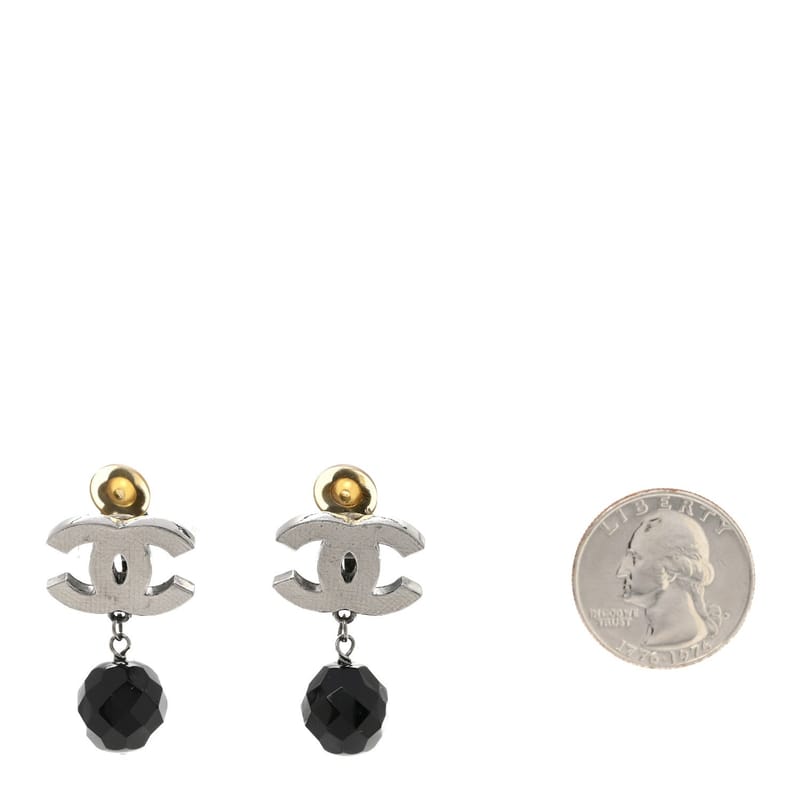 Ruthenium CC Bead Drop Clip On сережки чорний