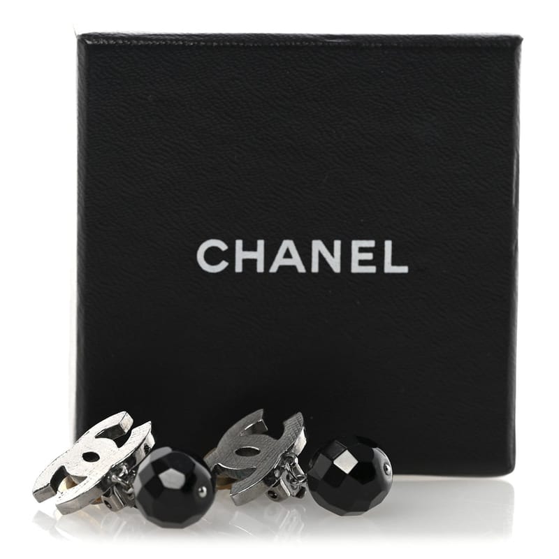 Ruthenium CC Bead Drop Clip On сережки чорний