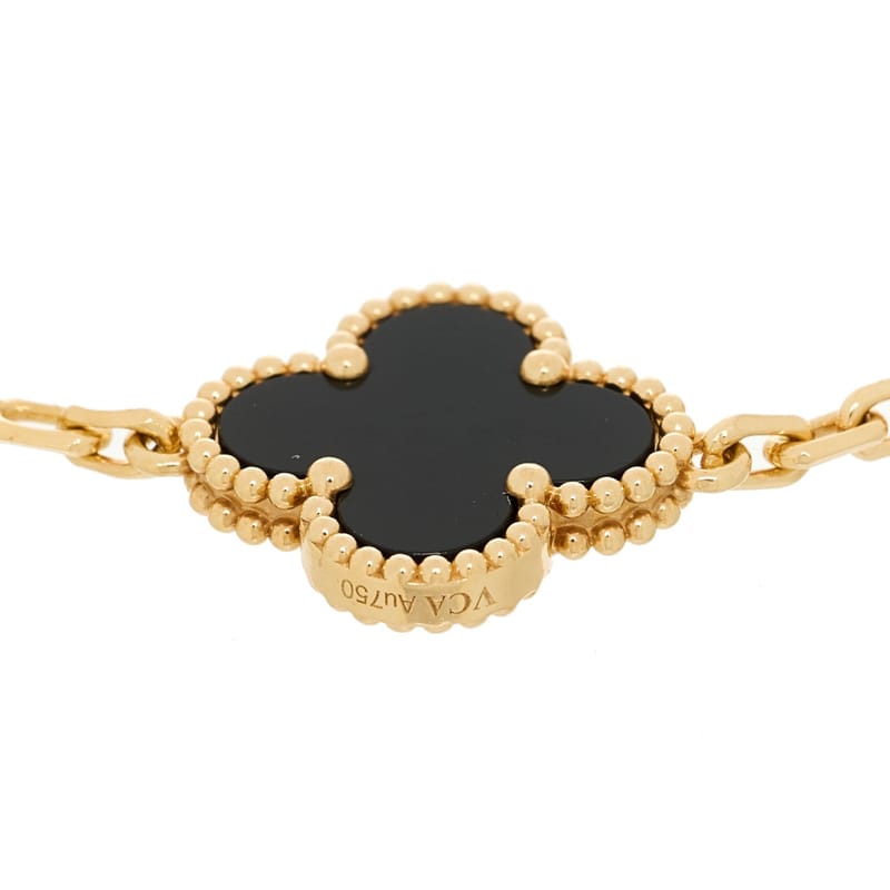 18K жовте золото чорний онікс 5 Motifs Vintage Alhambra браслет