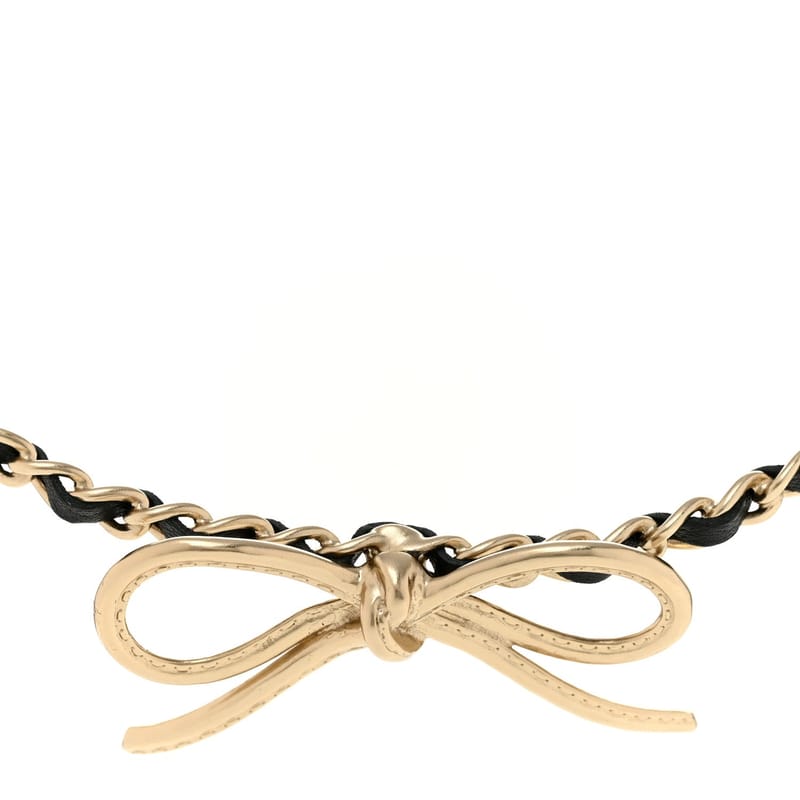 перлина Lambskin CC ланцюг Bow чокер золото чорний білий