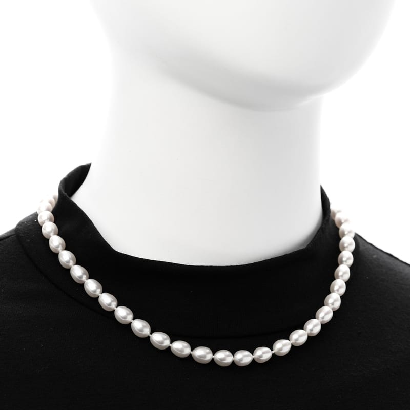 срібло 925 Freshwater Cultured перлина 6.5-7mm Strand кольє