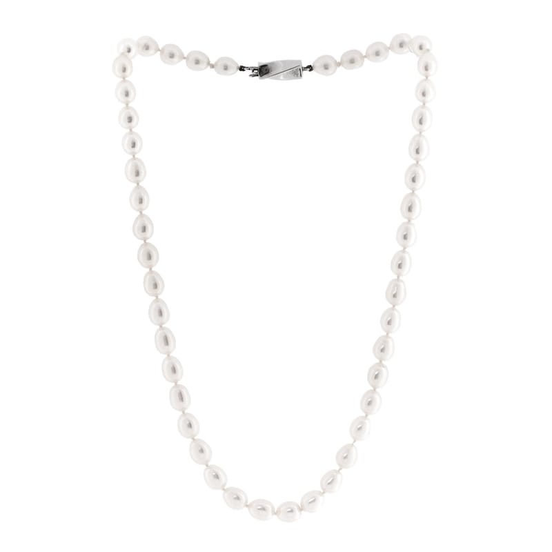 срібло 925 Freshwater Cultured перлина 6.5-7mm Strand кольє