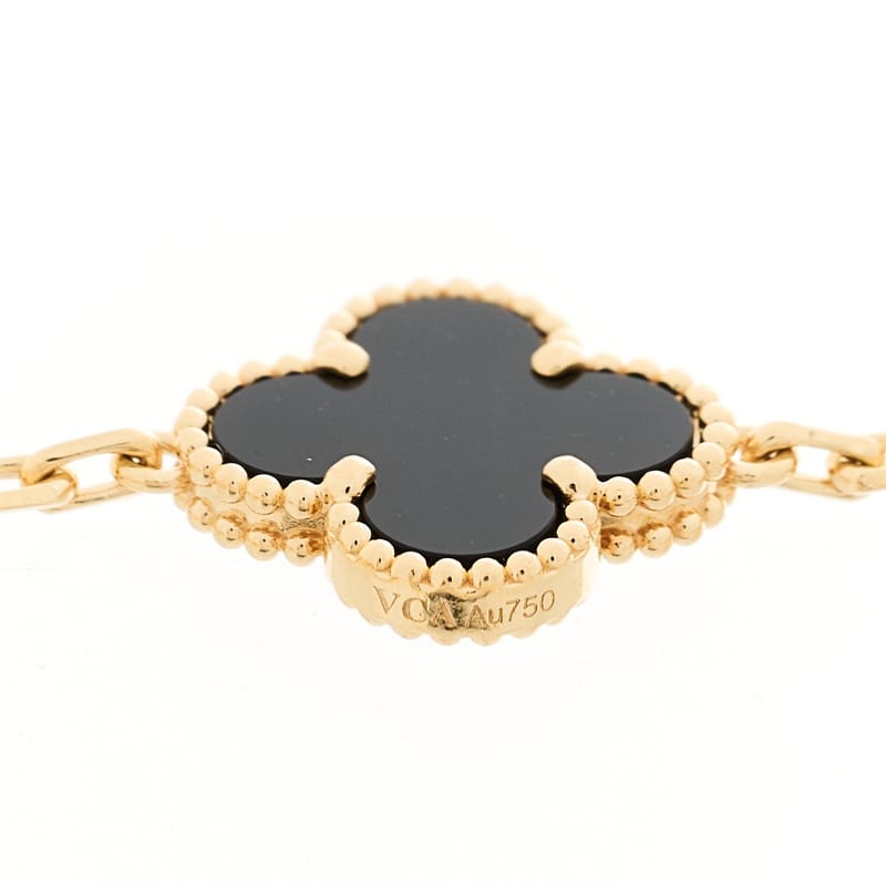 18K жовте золото чорний онікс 5 Motifs Vintage Alhambra браслет