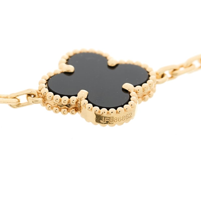 18K жовте золото чорний онікс 5 Motifs Vintage Alhambra браслет