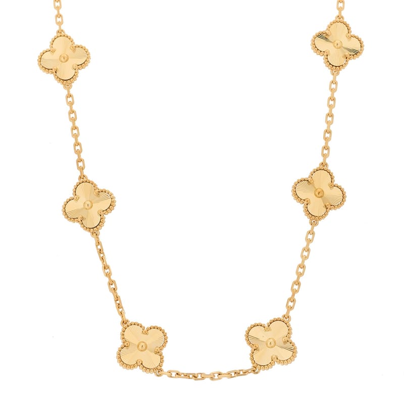 18K жовте золото 10 Motifs Guilloche Vintage Alhambra кольє