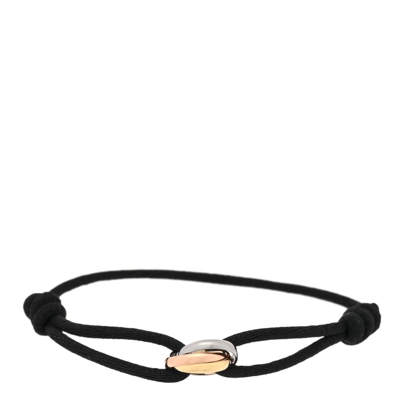 18k Pink жовтий біле золото Trinity Adjustable Cord браслет чорний