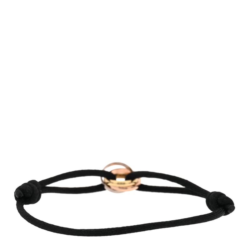 18k Pink жовтий біле золото Trinity Adjustable Cord браслет чорний