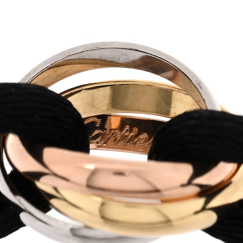 18k Pink жовтий біле золото Trinity Adjustable Cord браслет чорний