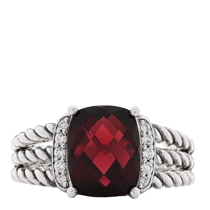 срібло 925 діамант Garnet 10mm Petite Wheaton каблучка 54 6.75