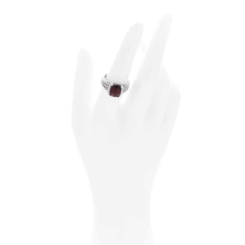 срібло 925 діамант Garnet 10mm Petite Wheaton каблучка 54 6.75