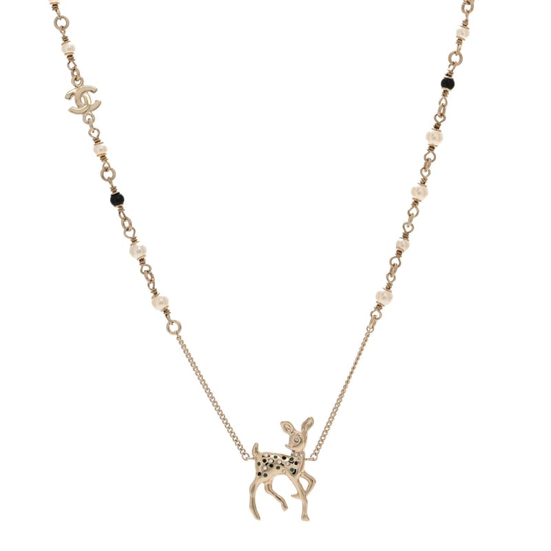 Metal Crystal перлина Deer підвіска кольє Green чорний золото