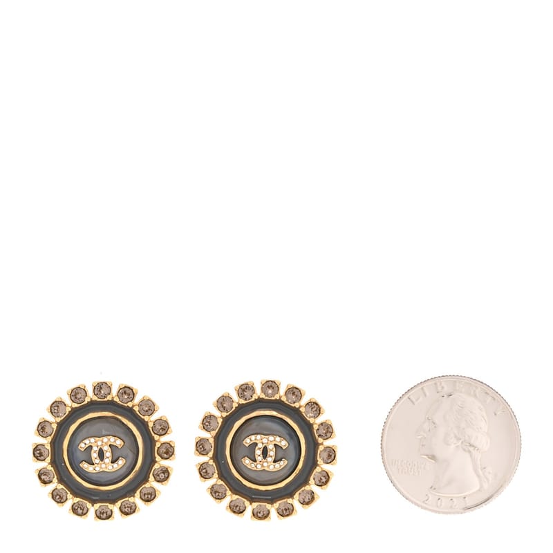 Crystal Enamel CC Round сережки золото Grey
