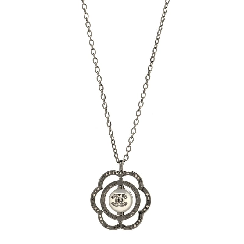Metal Crystal перлина CC Camellia підвіска кольє срібло
