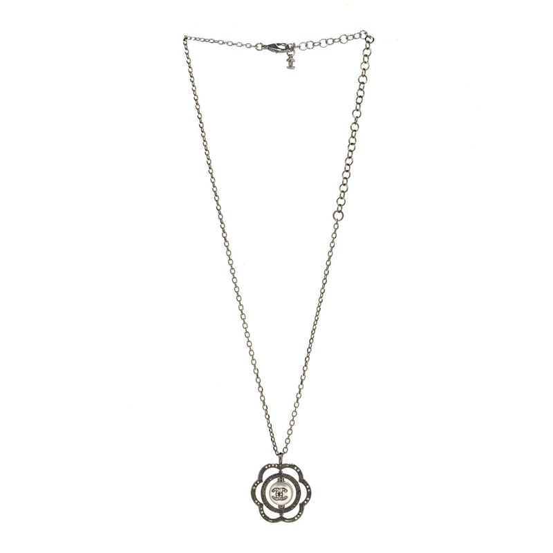 Metal Crystal перлина CC Camellia підвіска кольє срібло