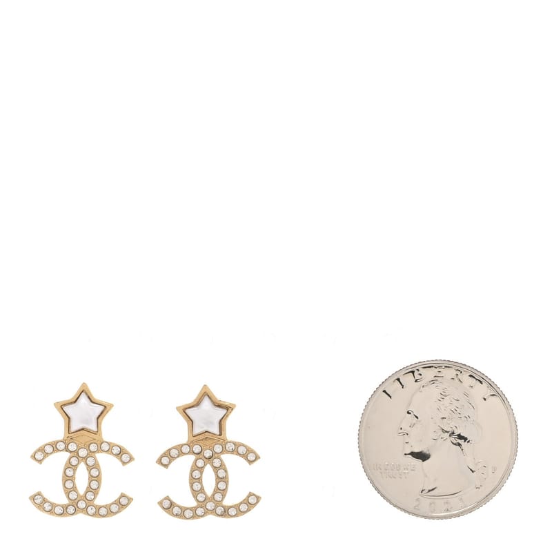 Metal Crystal перлина CC Star сережки золото Pearly білий