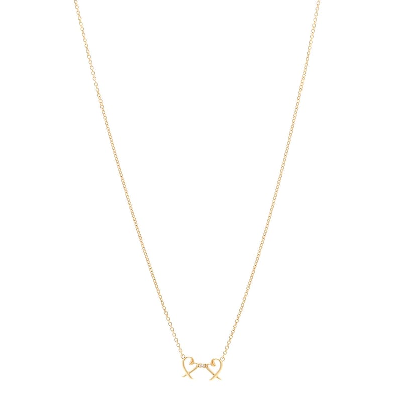 18K жовте золото діамант Paloma Picasso Double Loving Heart підвіска кольє