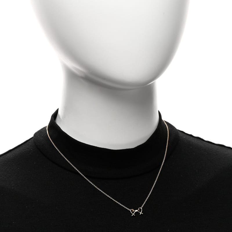 18K жовте золото діамант Paloma Picasso Double Loving Heart підвіска кольє