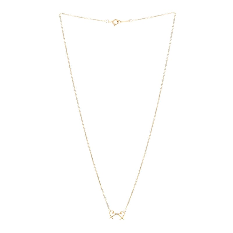 18K жовте золото діамант Paloma Picasso Double Loving Heart підвіска кольє