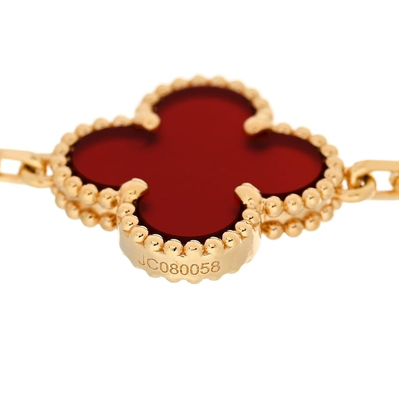 18K жовте золото Carnelian 5 Motifs Vintage Alhambra браслет