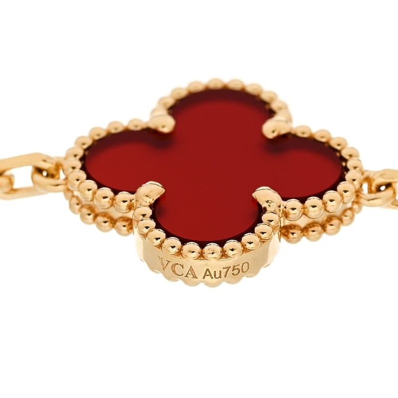 18K жовте золото Carnelian 5 Motifs Vintage Alhambra браслет