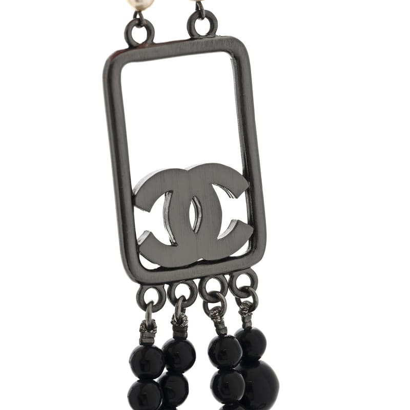 Ruthenium Resin Graduated Beaded перлина CC Multi Strand Long кольє чорний