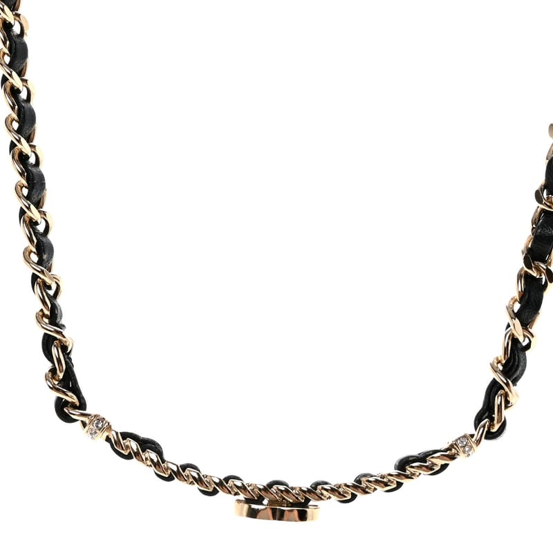 Metal Lambskin Crystal CC чокер кольє чорний золото