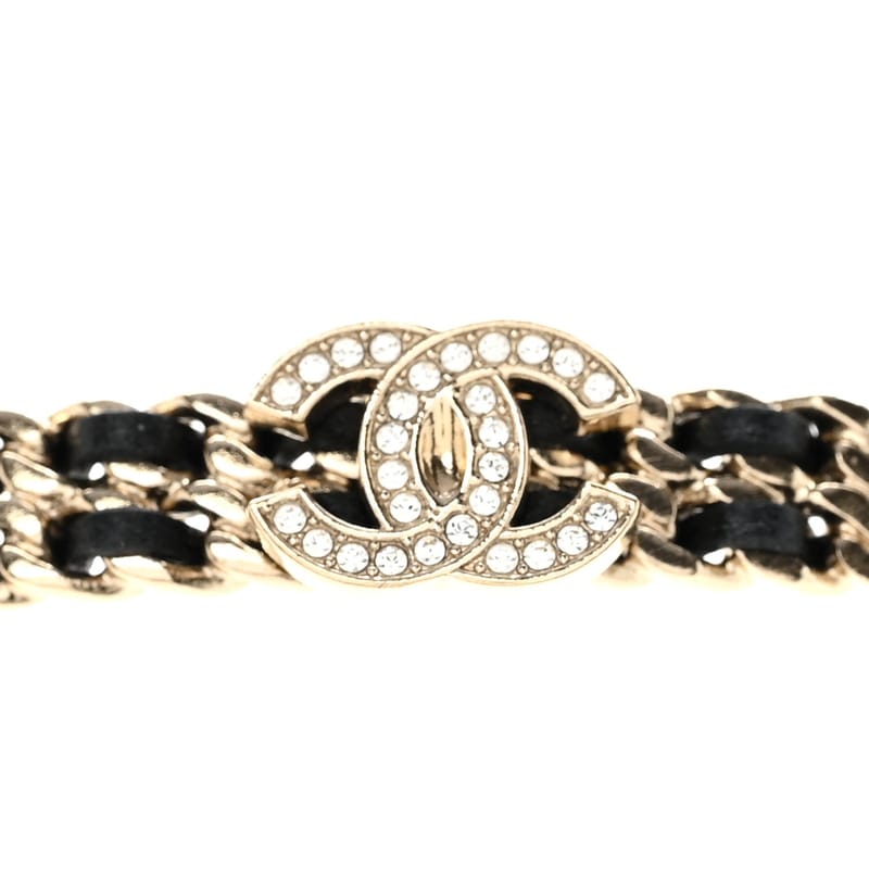 Metal Lambskin Crystal CC чокер кольє чорний золото