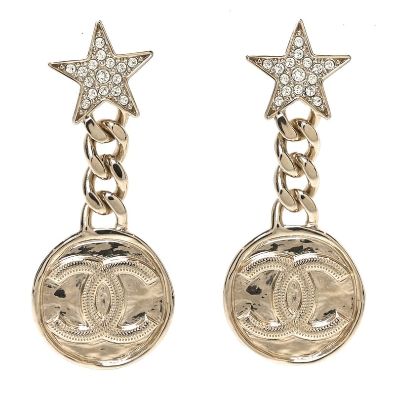 Metal Crystal Textured CC Star Drop сережки золото