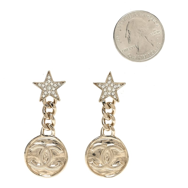 Metal Crystal Textured CC Star Drop сережки золото