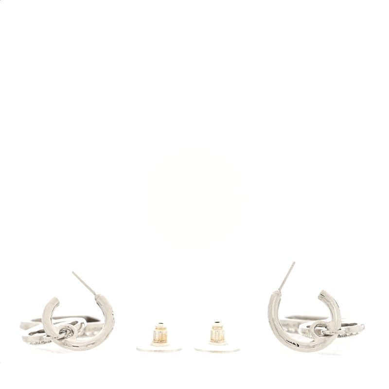 Crystal Metal CC Heart Drop Hoop сережки срібло