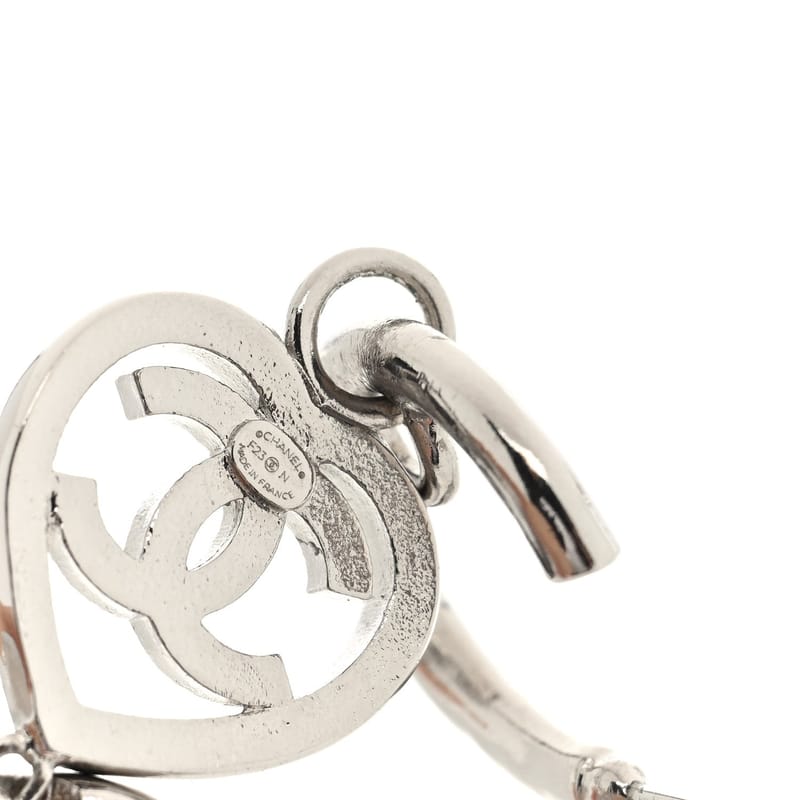 Crystal Metal CC Heart Drop Hoop сережки срібло