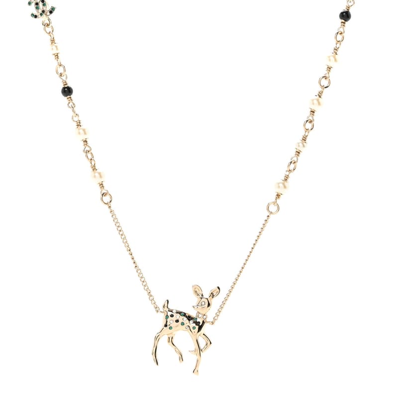 Metal Crystal перлина Deer підвіска кольє Green чорний золото