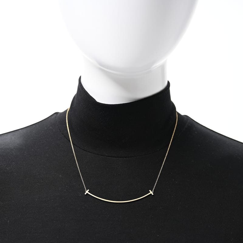 18K жовте золото Large T Smile підвіска кольє