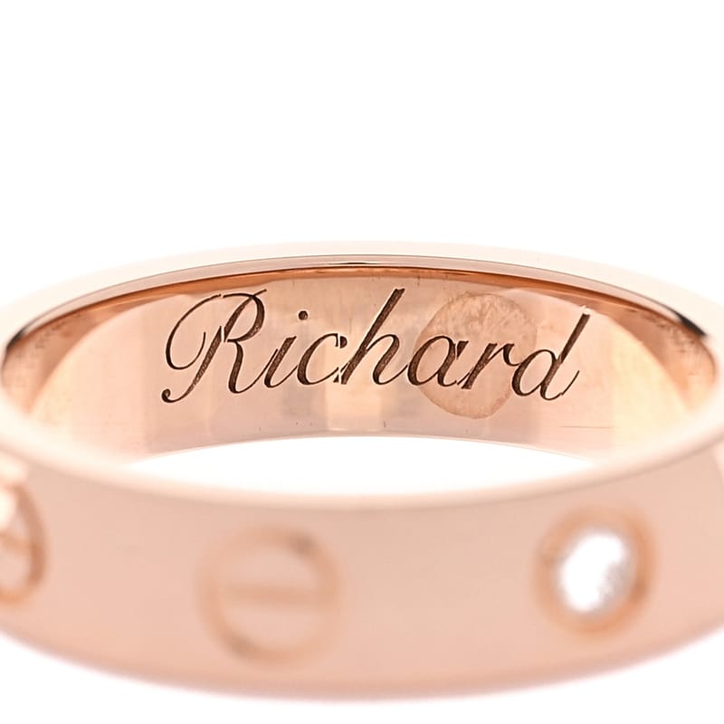 18K рожеве золото діамант 4mm LOVE Wedding обручка каблучка 46 3.75