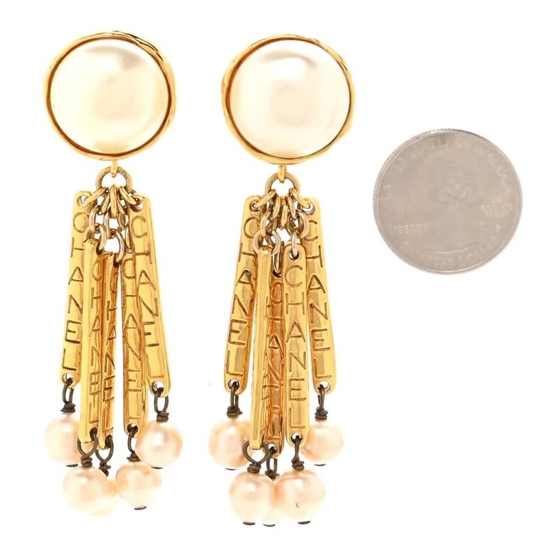 перлина Baroque Dangle 3.5" Clip сережки золото білий