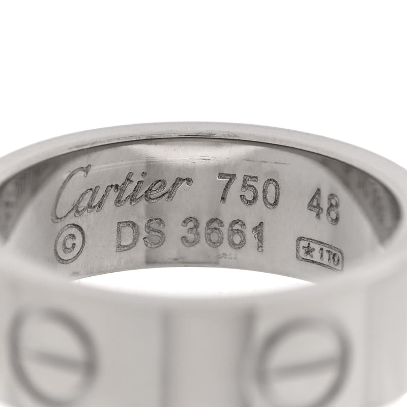 18K біле золото 5.5mm LOVE каблучка 48 4.5