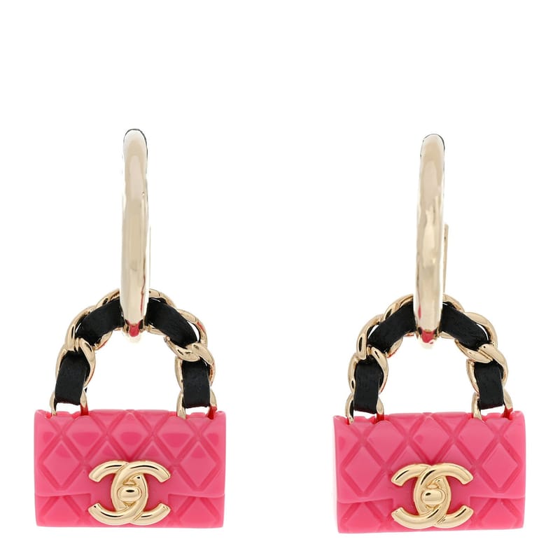 Metal Resin Lambskin Quilted CC Turnlock ланцюг Flap Bag Hoop сережки рожеве золото