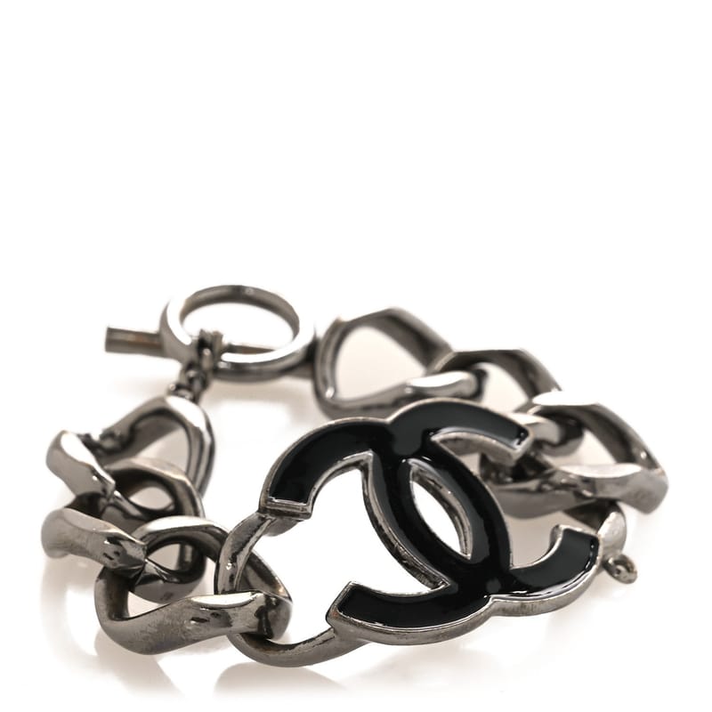 Metal Enamel CC ланцюг браслет Gunmetal чорний