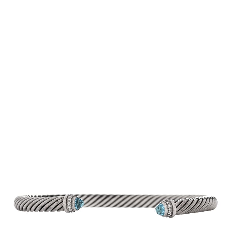 срібло 925 діамант Blue Topaz 5mm Cable Classics браслет