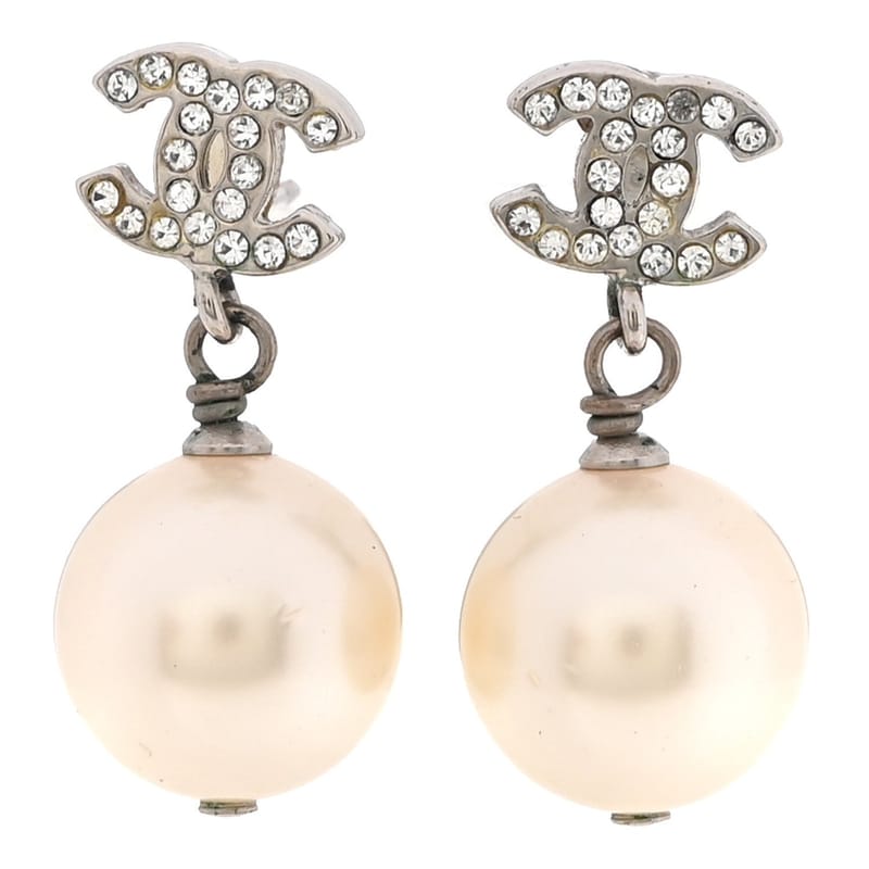 Crystal перлина CC Drop сережки срібло Pearly білий
