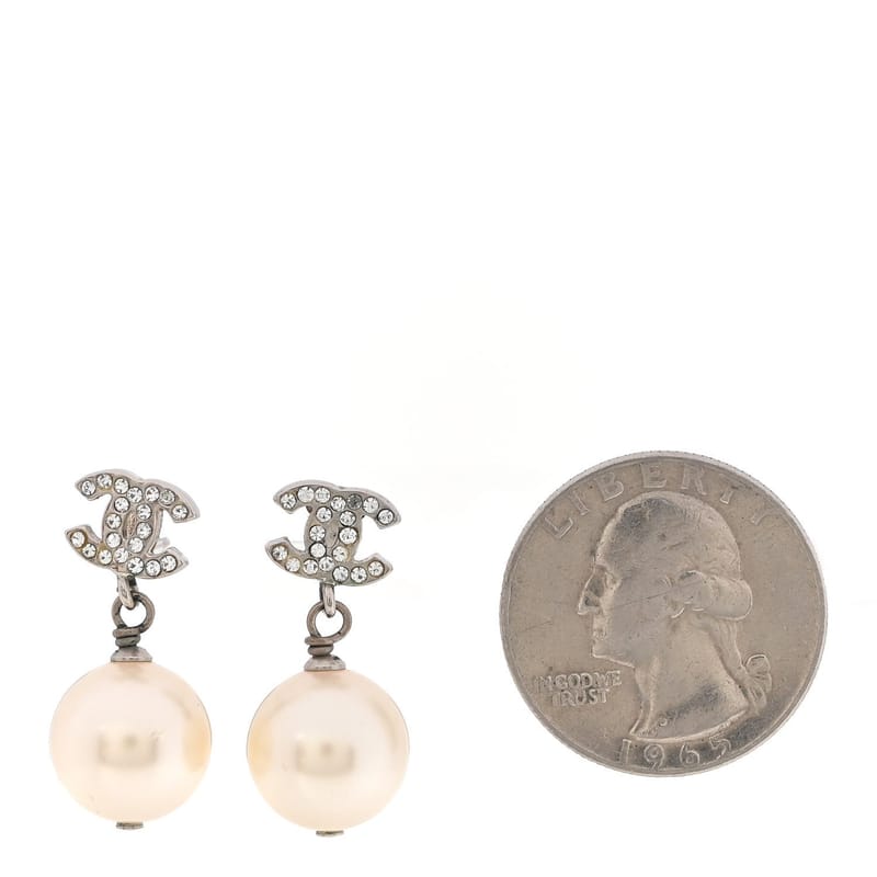 Crystal перлина CC Drop сережки срібло Pearly білий